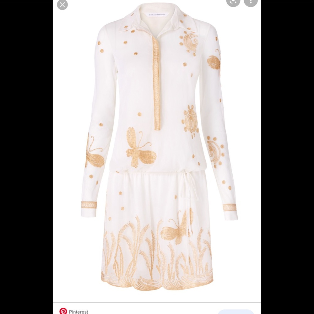 DVF white dress with gold  butterfly’s -12